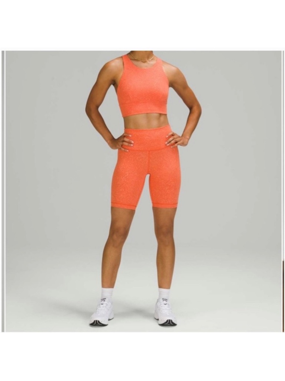 Lululemon Wunder Train High Rise Short 8" in Crunch Warm Coral - Size 8